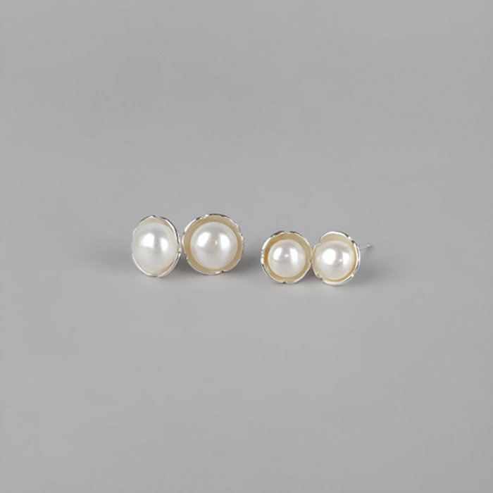 pearl silver earring.#1